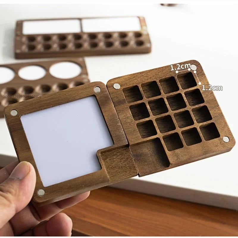 Handmade Wooden Watercolor Palette Box – Magnetic Travel Case Watercolor Palette Box Axl