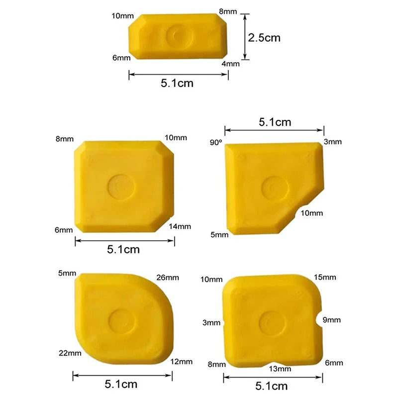 5-Piece Silicone Grouting & Sealant Scraper Smoothing Tool Set Grouting Scraper Set Axl