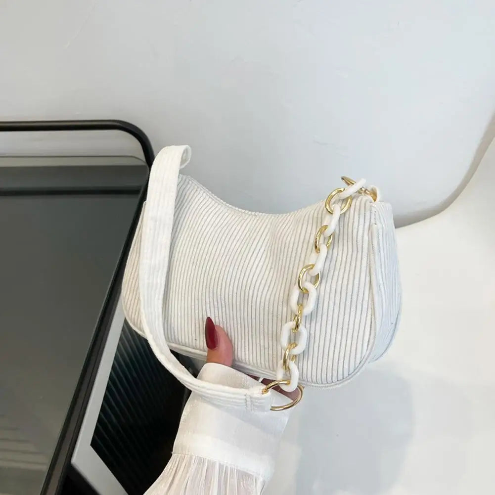 Women's Mini Corduroy Shoulder Bag – Half Moon Purse Mini Shoulder Bag Axl