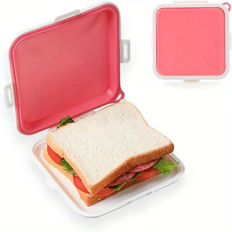 Silicone Sandwich Container – BPA-Free Snap Lid Food Storage Box Silicone Food Container Axl Pink 1 1