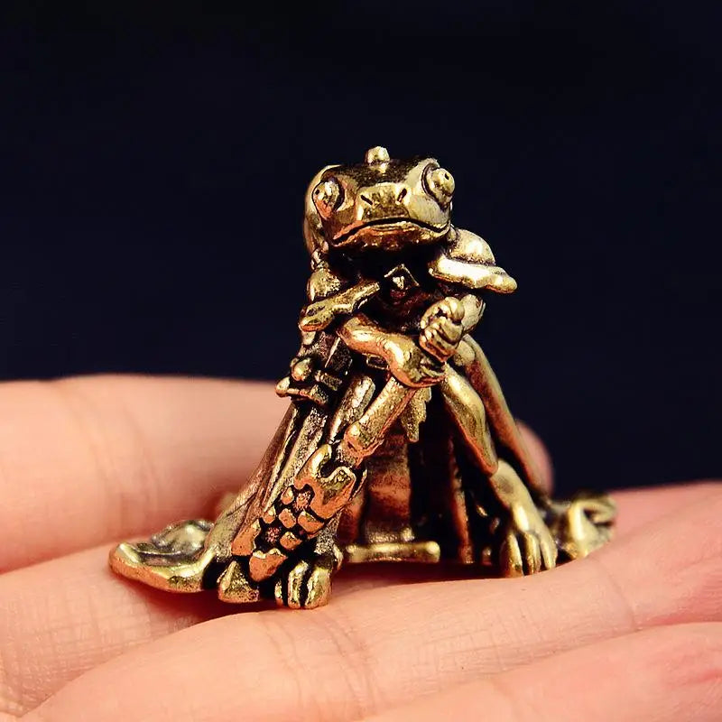Vintage Brass Frog Statue – Antique Miniature Figurine Décor Brass Animal Figurine Axl