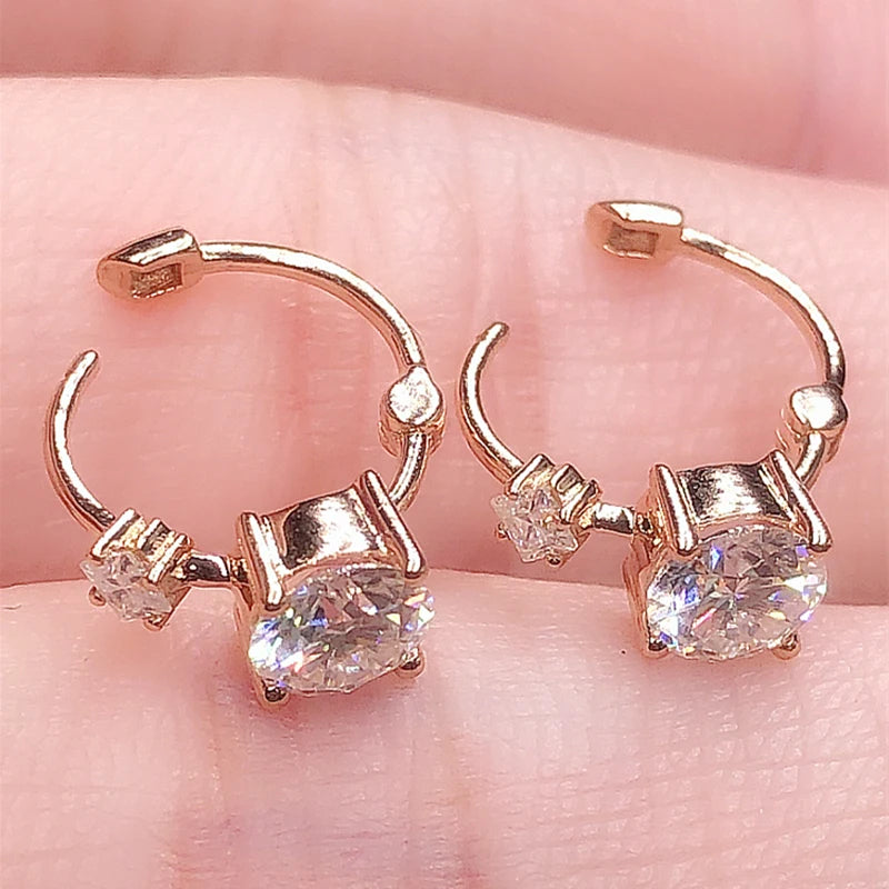 Huitan Rose Gold Hoop Earrings – Cubic Zirconia Women Hoop Earrings Axl