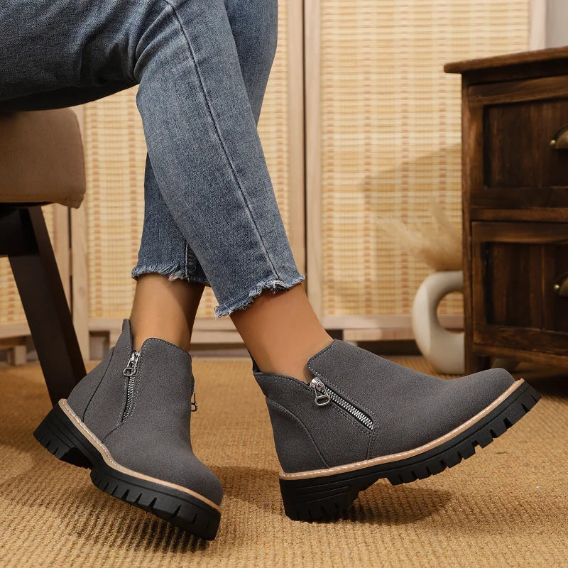 UXST Women's Platform Ankle Boots | Plus Size Thick Sole Zip Platform Ankle Boots Axl