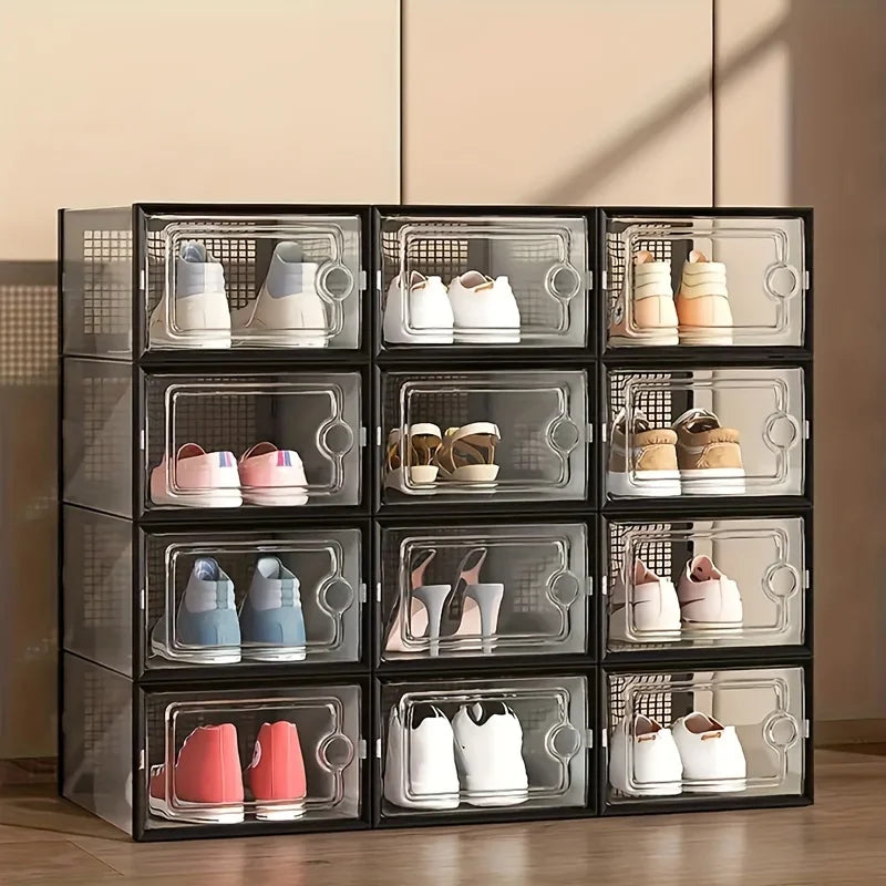 6-Pack Stackable Clear Shoe Boxes with Lids – Sneaker Storage Stackable Shoe Boxes Axl 6pc box Black