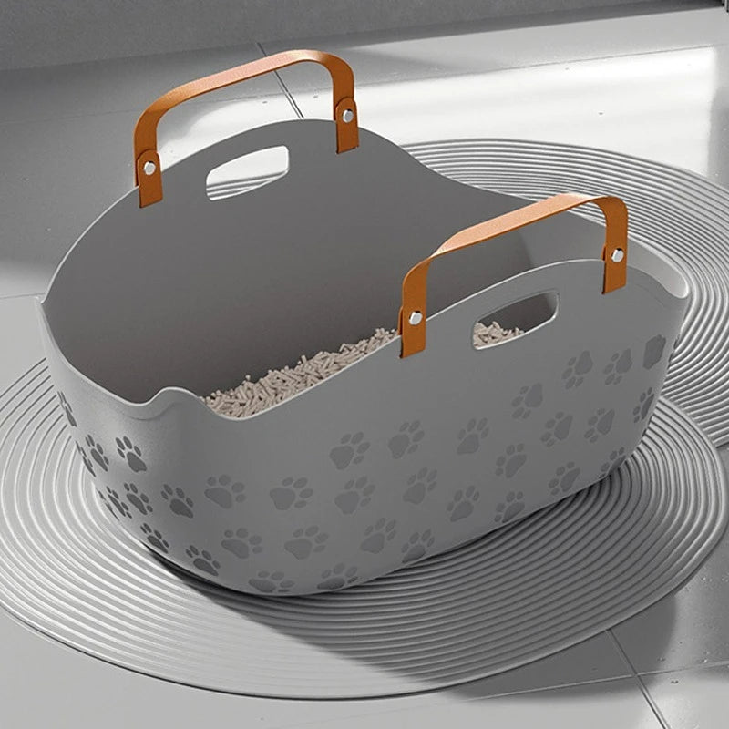KEMORELA Portable Semi-Enclosed Cat Litter Box with Scoop Cat Litter Box Axl Gray