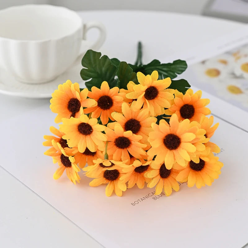 Artificial Silk Daisy Bouquet 22 Heads – Wedding & Home Decor Artificial Flower Bouquet Axl YELLOW 1 pc