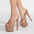Women's 17CM Platform High Heel Peep Toe Sandal Slippers Platform Heel Sandals Axl Apricot 37