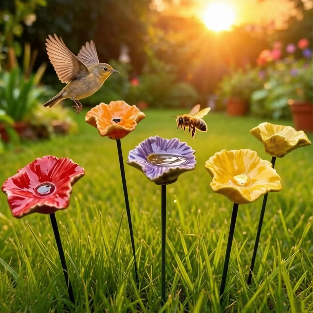 Bee Watering Station 4-Piece Flower Pollinator Drinking Bowl Pollinator Water Feeder Axl