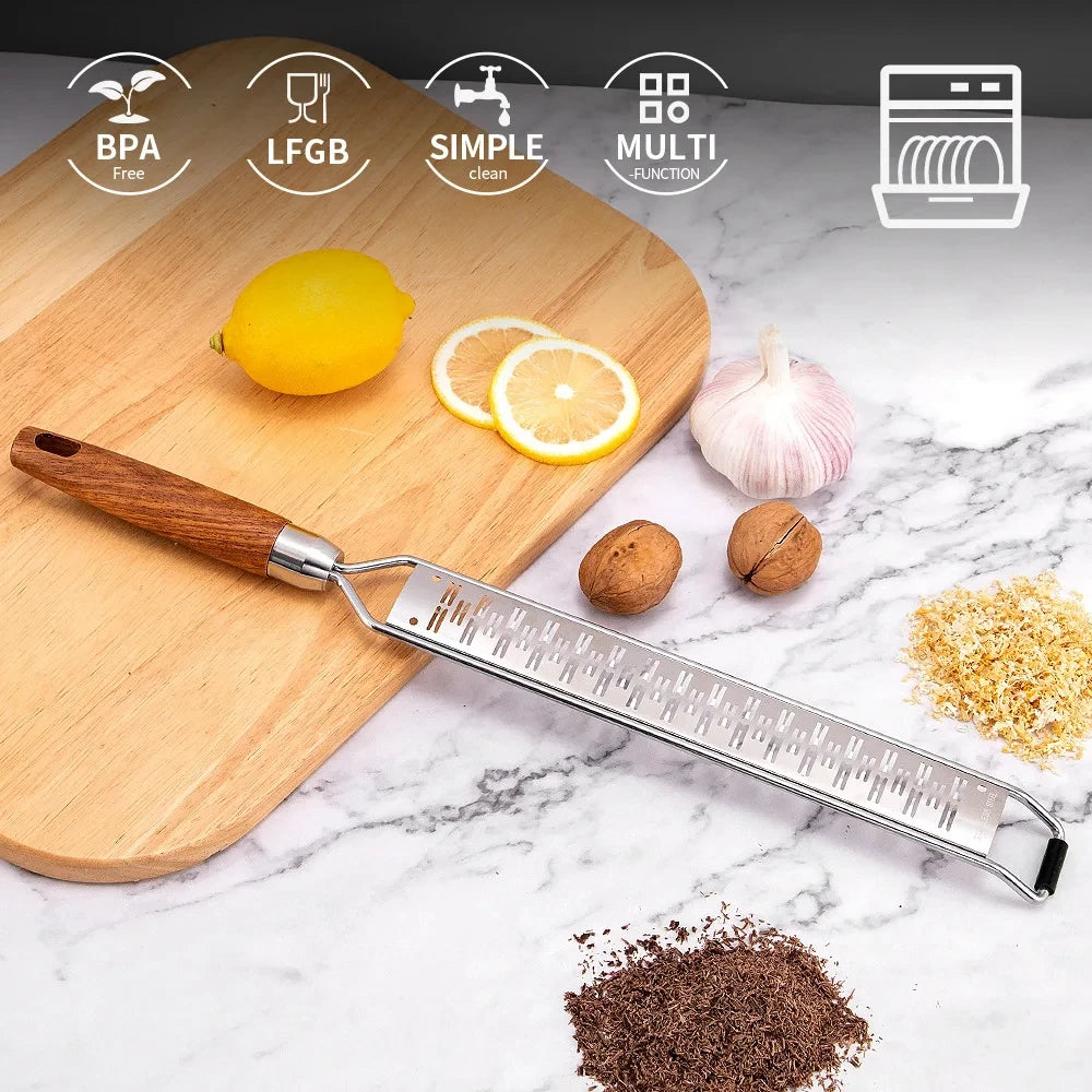 Wooden Handle Zester & Grater – Stainless Steel Kitchen Tool Zester & Grater Axl