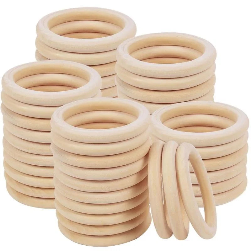 10Pcs Unfinished Wood Rings 40–100mm | Macrame & DIY Crafts Wood Craft Rings Axl