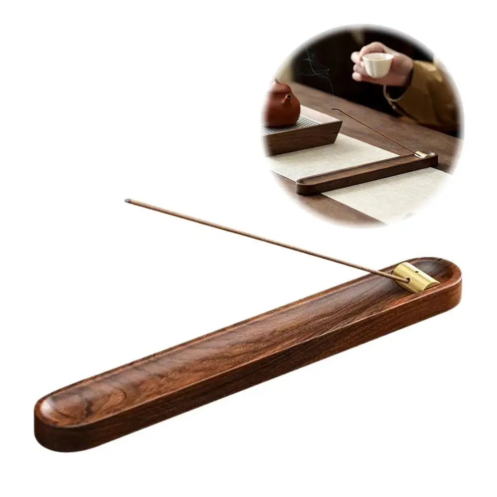 Walnut Wood Incense Stick Holder & Ash Tray – Brass Inlay Incense Stick Holder Axl