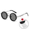 ND9 Retro Round Sunglasses – 9-Level Adjustable Dimming Anti-UV Adjustable Dimming Sunglasses Axl Silver with Case