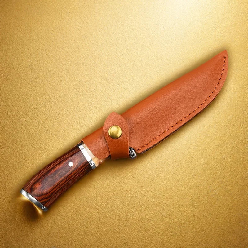 Fixed Blade Boning Knife – Wood Handle Camping & Kitchen Fixed Blade Knife Axl