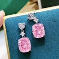 Huitan Pink Cubic Zirconia Drop Earrings | Wedding Jewelry Drop Earrings Axl E3884