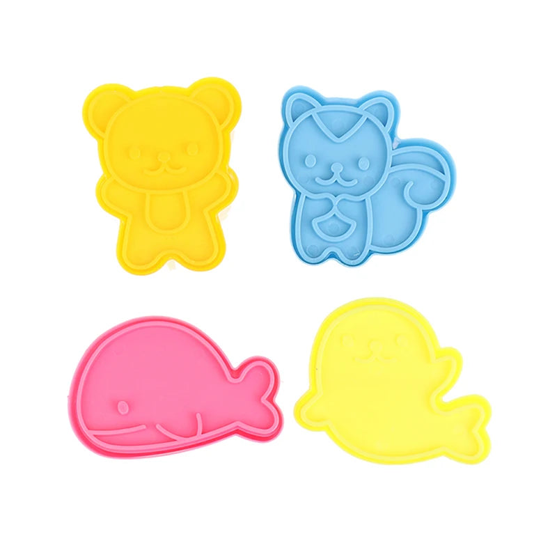 4-Piece Animal Sandwich Cookie Mold Cutter Set | Bento Kids Cookie Mold Cutter Set Axl