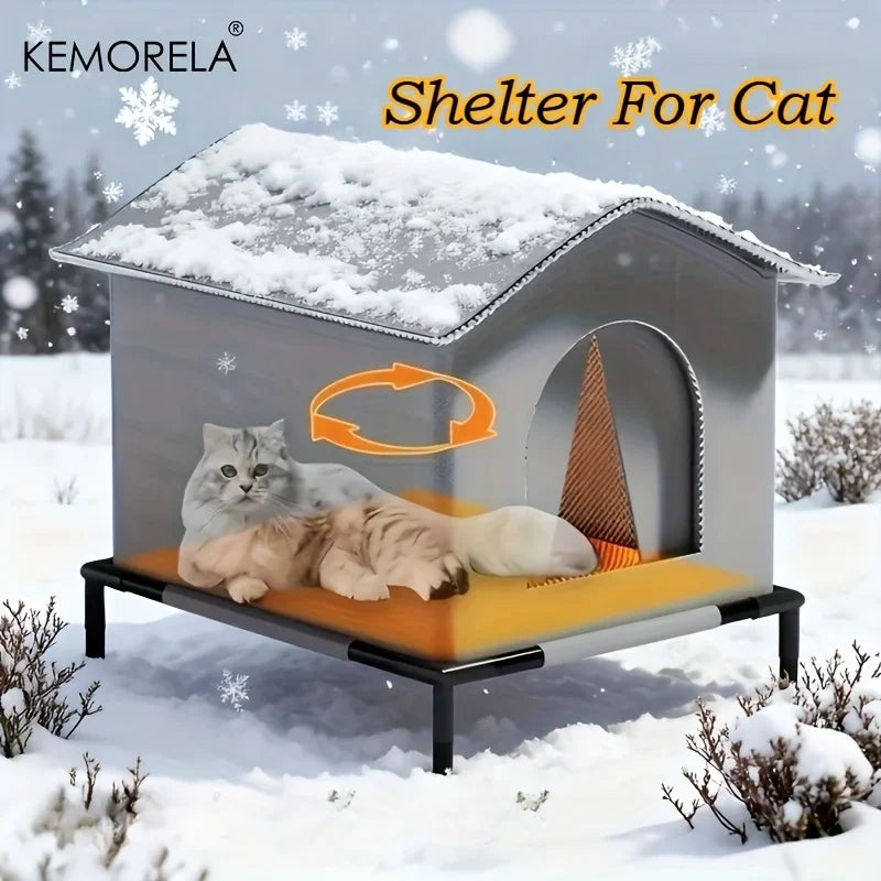 KEMORELA Large Insulated Outdoor Cat House | Oxford Kennel Outdoor Cat House Axl