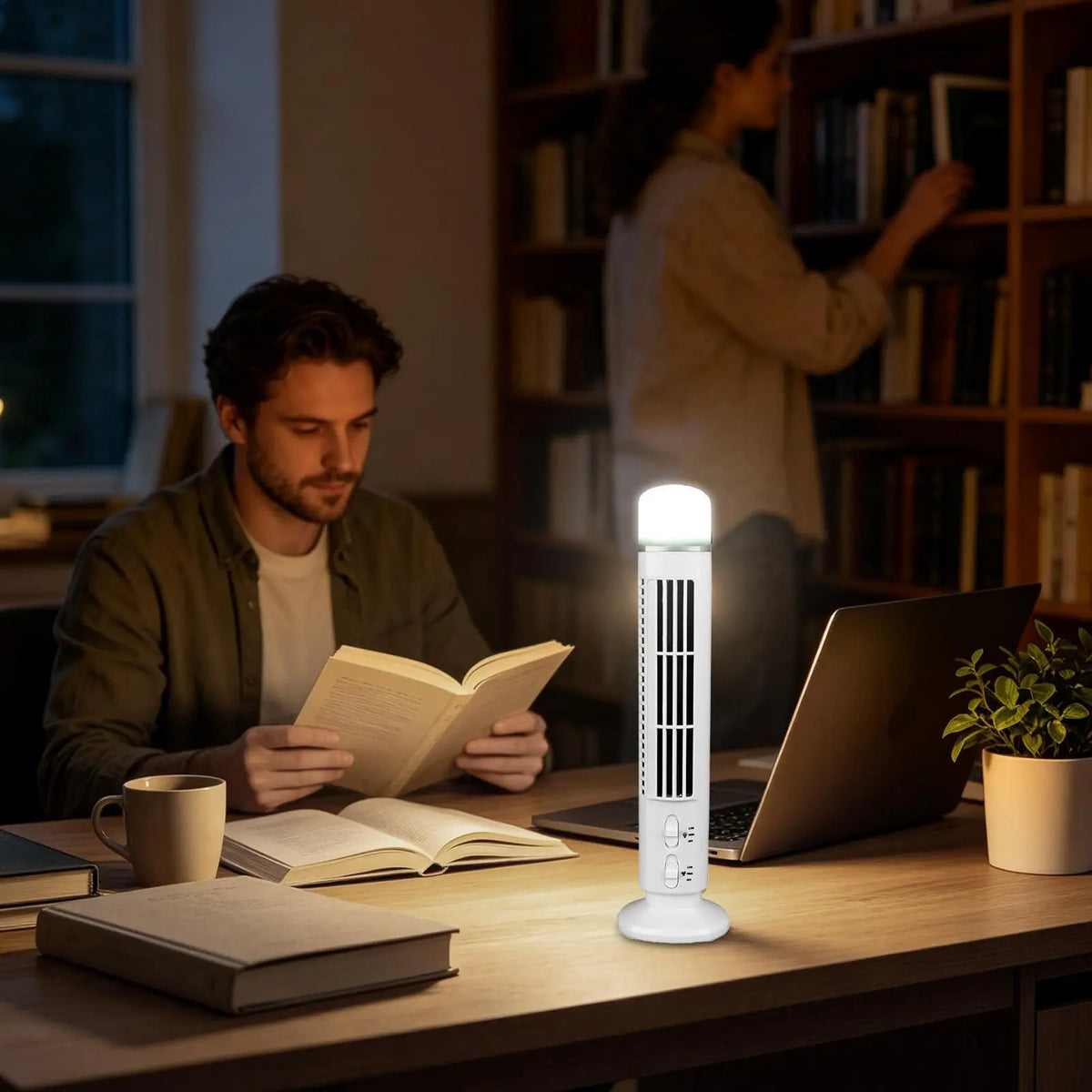 Portable Bladeless Tower Fan with Nightlight – USB & Battery Portable Tower Fan Axl
