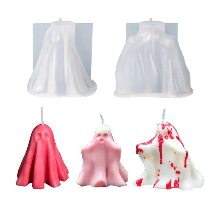 Halloween Ghost Silicone Candle Mold – DIY Cloak Ghost Design Silicone Candle Mold Axl