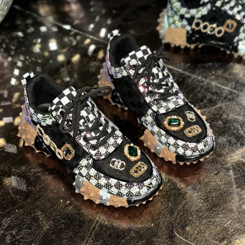 YEAE Rhinestone Women's Sneakers – Luxury Diamond Casual Shoes Women's Sneakers Axl black 42