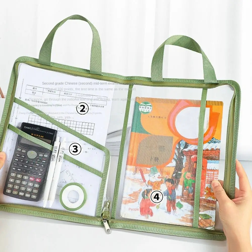 4-Layer Mesh Zipper Pouch – Transparent PVC Document Bag Document Organizer Bag Axl