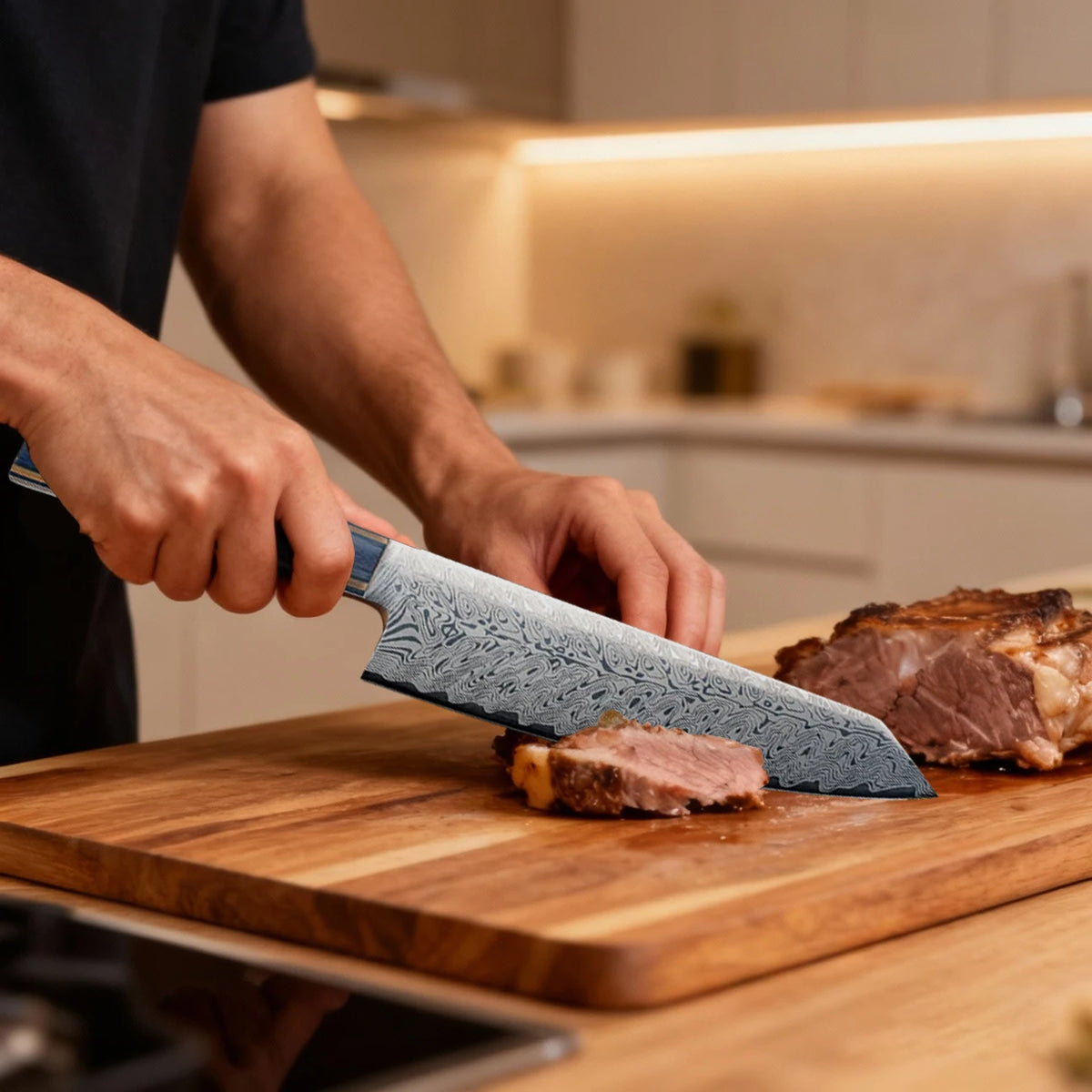 Damascus Steel Japanese Chef's Knife – 20cm Wooden Handle Chef's Knife Axl