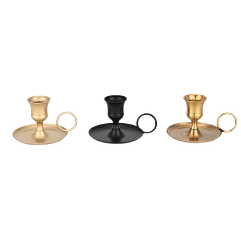 Metal Candle Holder with Handle – Desktop Candlestick Décor Metal Candle Holder Axl