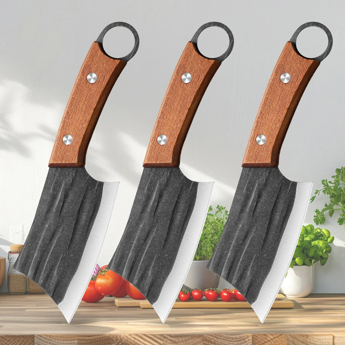 SHENJIU Forged Stainless Steel Kitchen Knife – Multi-Use Kitchen Knife Axl 3pcs B