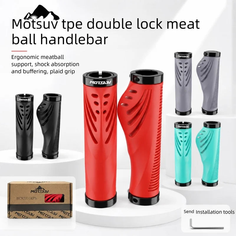MTB Ergonomic Handlebar Grips – Dual Lock Aluminum Non-Slip Bike Handlebar Grips Axl