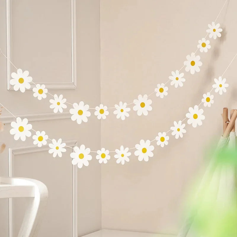 White Flower Garland Banner – Birthday, Baby Shower & Wedding Party Banner Axl