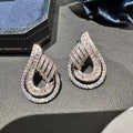 Huitan Waterdrop CZ Stud Earrings – Sparkling Silver Crystal CZ Stud Earrings Axl E4396