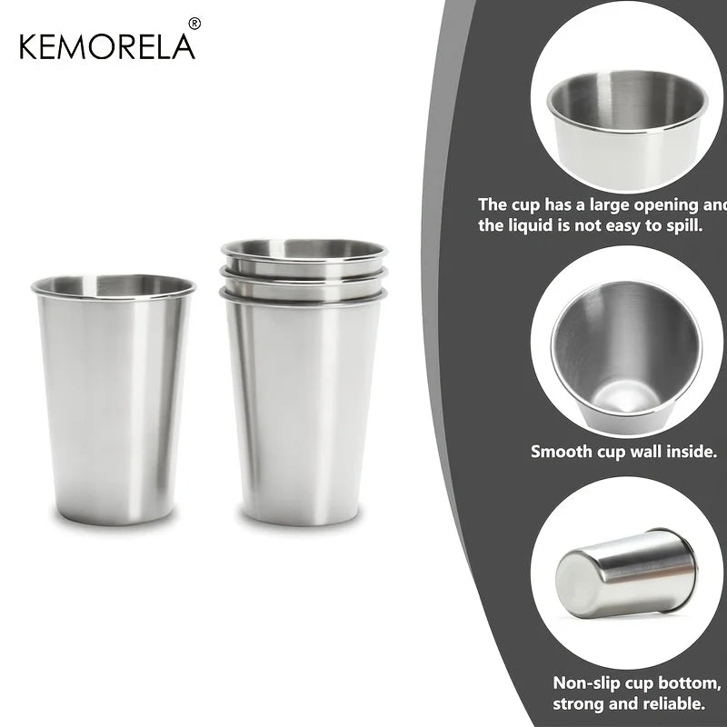 KEMORELA Stackable Stainless Steel Camping Cups 300/400ml | 2-4 Pack Stainless Steel Tumblers Axl