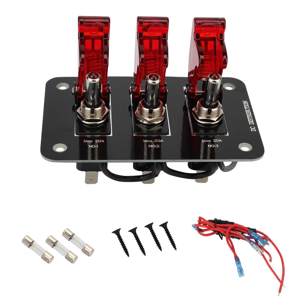 12V–24V Toggle Switch Panel 20A | Car Truck Caravan Waterproof Toggle Switch Panel Axl Red