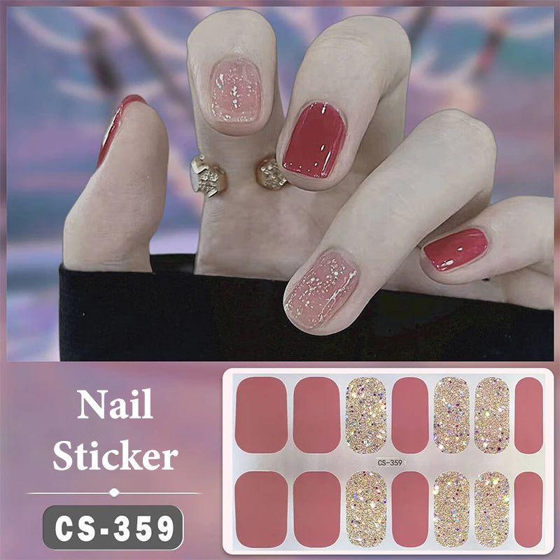 Waterproof Full Cover Nail Wraps – No-Lamp Nail Stickers 14pc