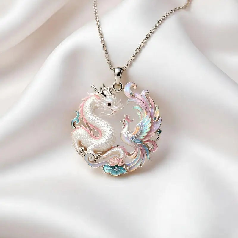 Nine-Tailed Fox Enamel Pendant Necklace | Chinese Mythology Enamel Pendant Necklace Axl A4