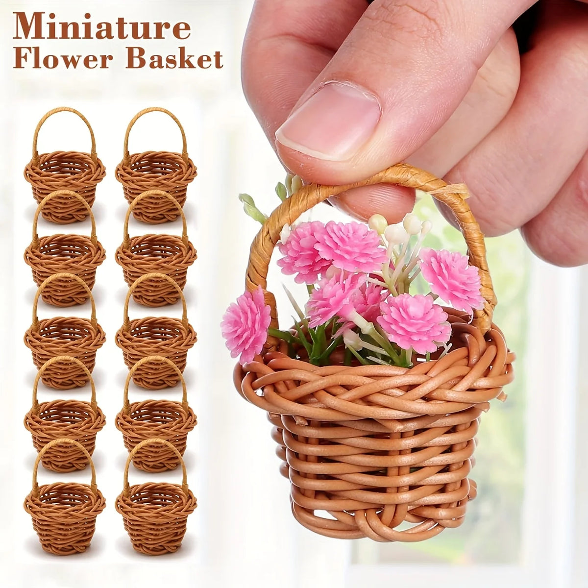 10-Pack Bohemian Mini Woven Baskets with Handle | Boho Decor Decorative Storage Baskets Axl