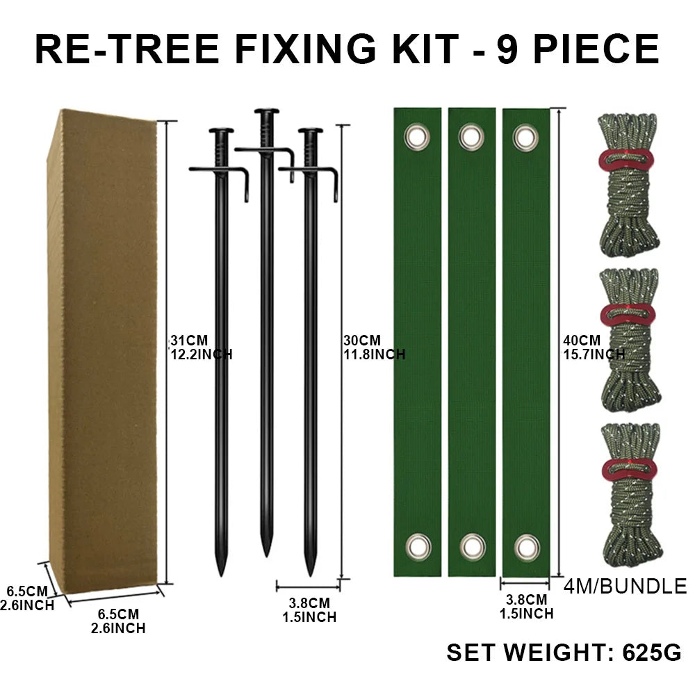 Tree Stake & Support Kit for Newly Planted Young Trees Tree Staking Kit Axl Army green rope