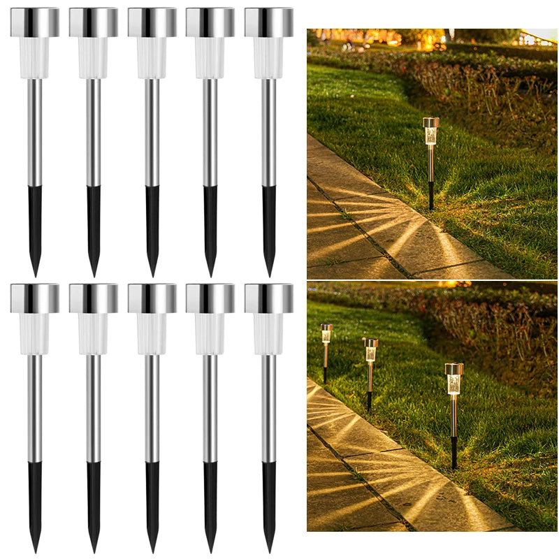 Solar Pathway Lights 12-Pack – Waterproof LED Garden Stake Lamps Solar Garden Lights Axl 10pcs Warm White-A