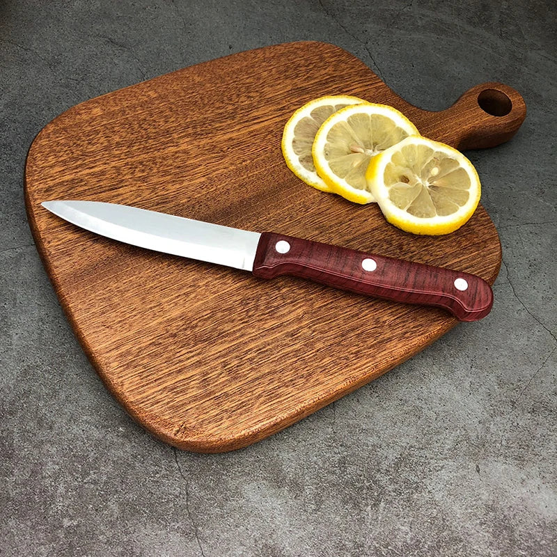 Stainless Steel Portable Fruit Knife – Wood-Look Handle | 19cm Kitchen & Outdoor Knife Axl