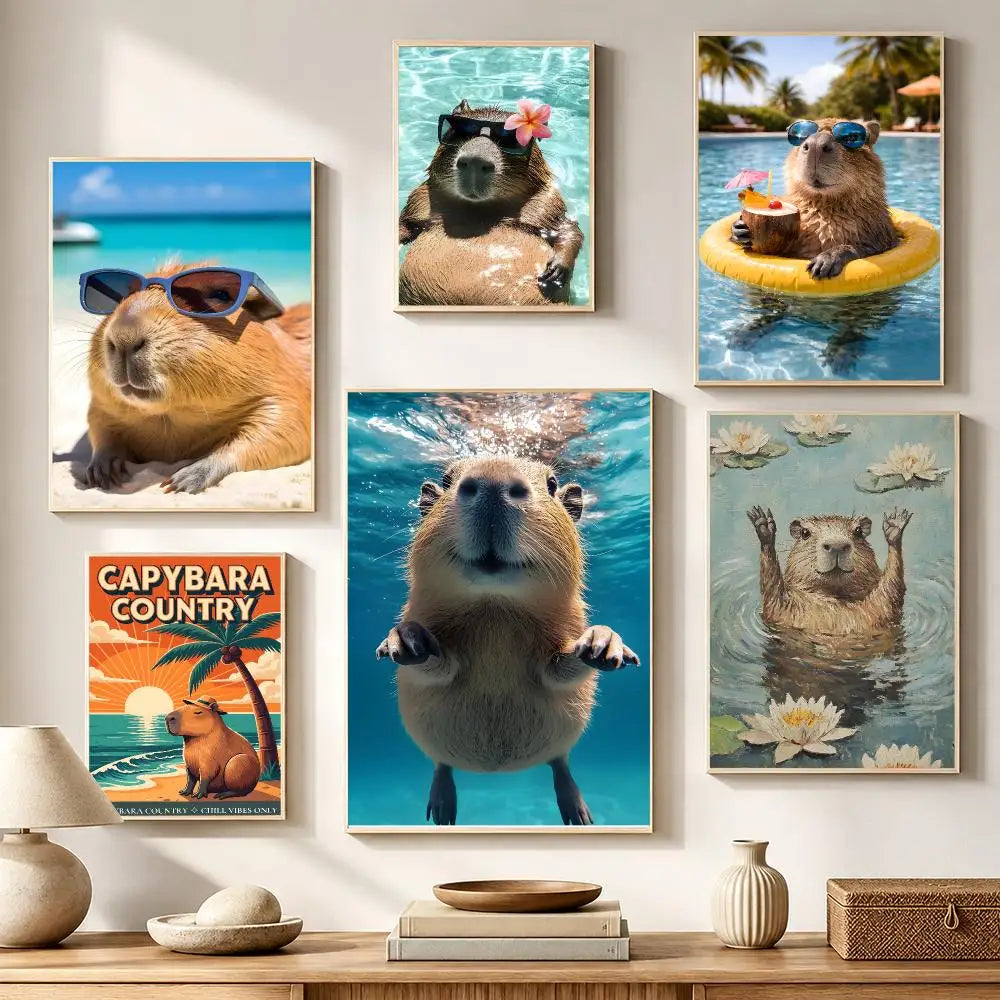 Capybara Waterproof PVC Poster Stickers – Wall Décor & Gift Wall Decor Stickers Axl