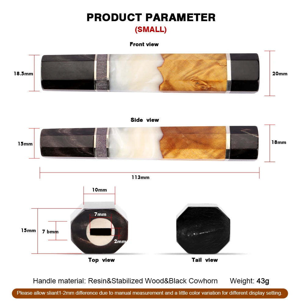 DIY Octagonal Knife Handle Blank – Stabilized Wood, Resin & Cowhorn Knife Handle Blank Axl Small Handle