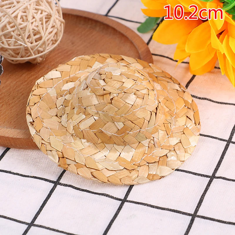 2pcs Mini Hand-Woven Straw Hats – Doll & DIY Craft Accessories Doll Accessories Axl 10.2cm