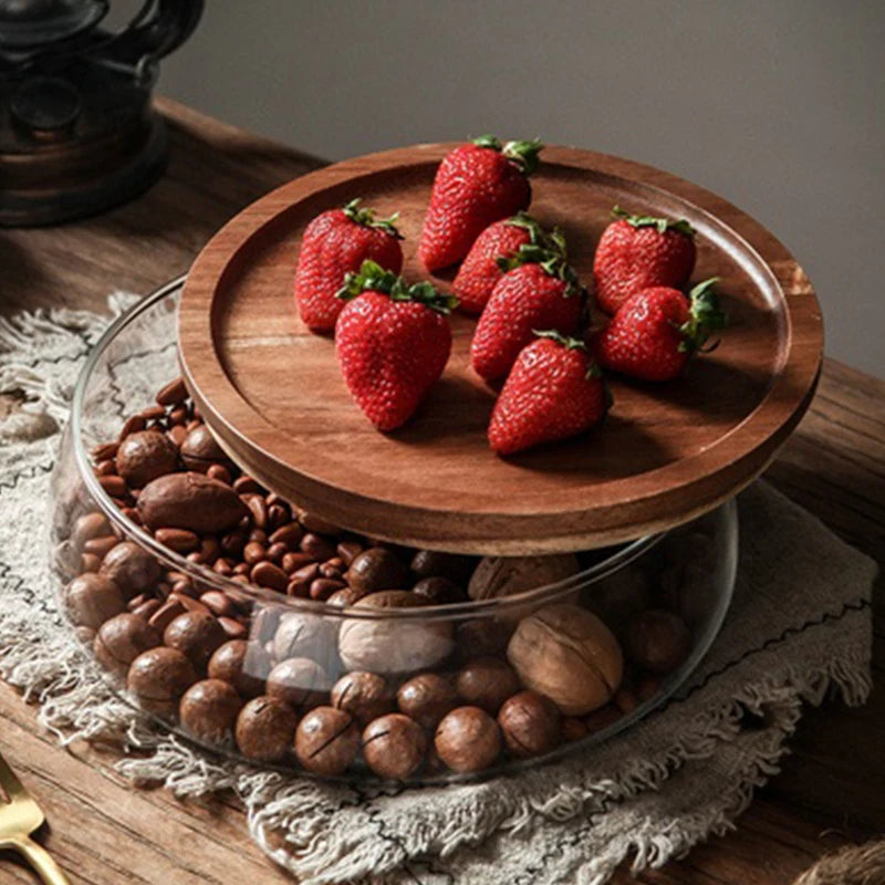 Glass Food Storage Container with Acacia Wood Lid – 2350ml Glass Storage Container Axl black