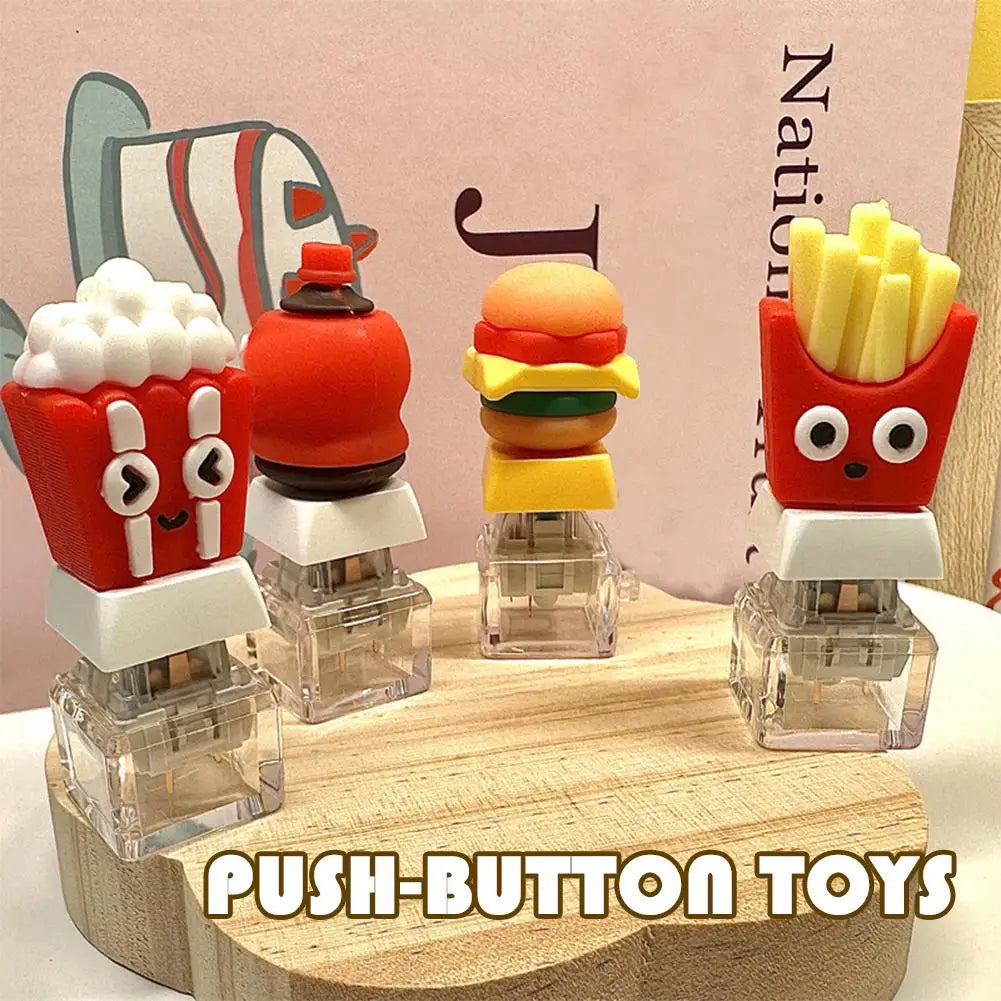 Cute Food Fidget Keychain – Silicone Squeeze Clicker Toy Fidget Keychain Toy Axl