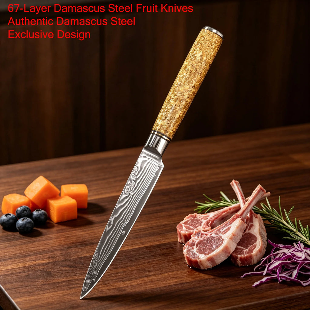 67-Layer Damascus Steel Chef & Paring Knife | Kitchen Essential Damascus Kitchen Knife Axl