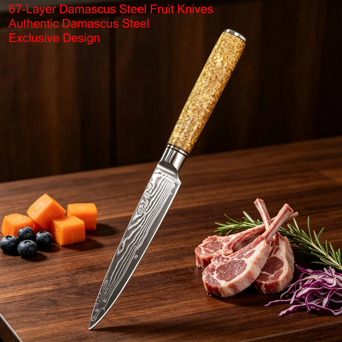 67-Layer Damascus Steel Chef & Paring Knife | Kitchen Essential Damascus Kitchen Knife Axl