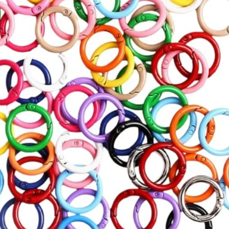 50 Pcs 25mm Colorful Alloy Spring O-Ring Buckles for DIY Keychains Keychain Ring Hardware Axl
