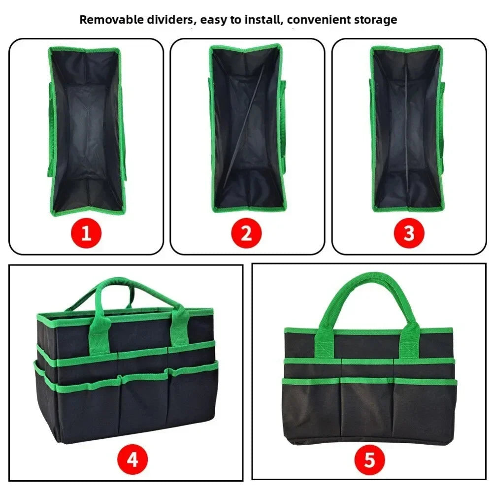 Heavy Duty Wide Mouth Tool Bag – Oxford Cloth Organizer Tote Garden Tool Bag Axl