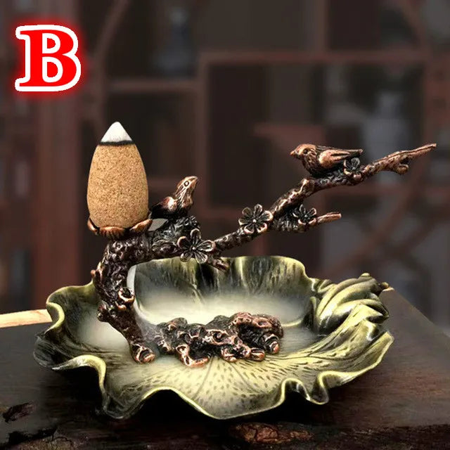 Lotus Backflow Incense Burner – Plum Branch Cone Holder Incense Burner Axl B