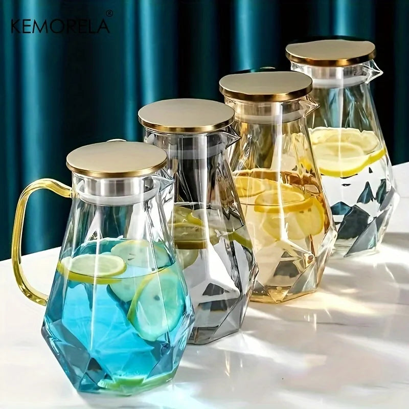 Diamond Texture Glass Teapot & Water Carafe | KEMORELA Glass Teapot Carafe Axl