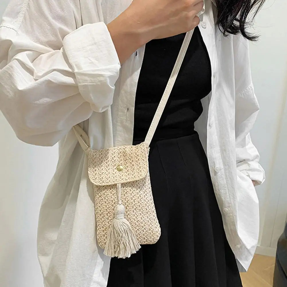 Boho Woven Mini Crossbody Bag – Cell Phone Purse for Women Woven Crossbody Bag Axl